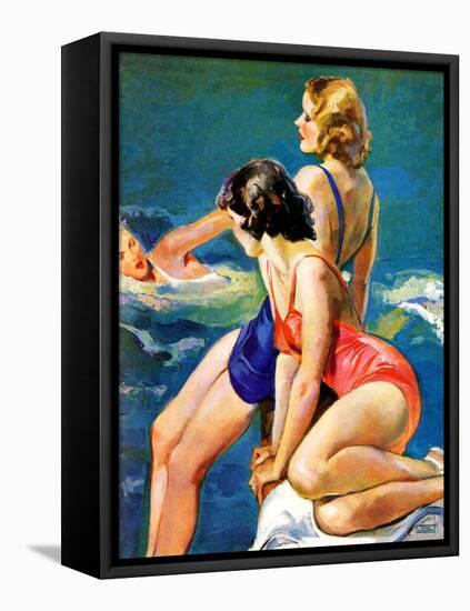 "At the Pool,"August 28, 1937-John LaGatta-Framed Premier Image Canvas