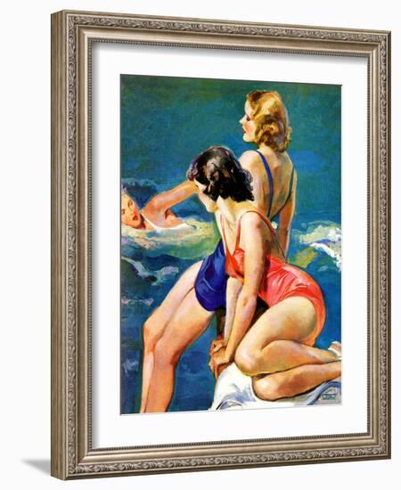 "At the Pool,"August 28, 1937-John LaGatta-Framed Giclee Print