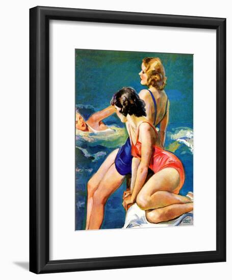 "At the Pool,"August 28, 1937-John LaGatta-Framed Giclee Print