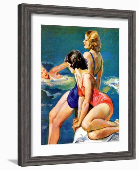 "At the Pool,"August 28, 1937-John LaGatta-Framed Giclee Print