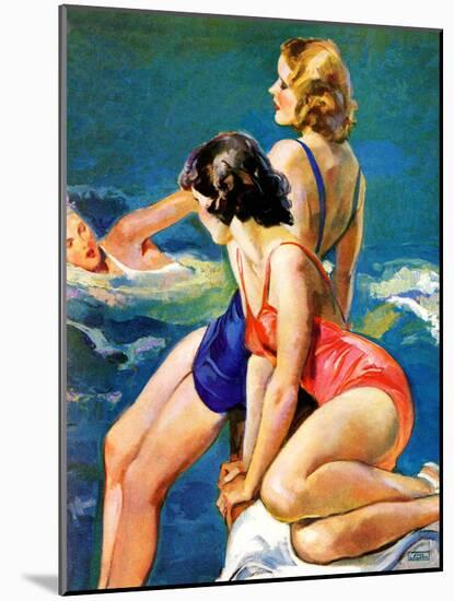 "At the Pool,"August 28, 1937-John LaGatta-Mounted Giclee Print