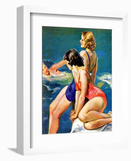 "At the Pool,"August 28, 1937-John LaGatta-Framed Giclee Print