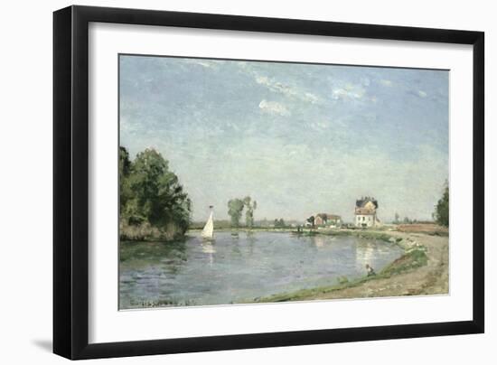 At the River's Edge, 1871-Camille Pissarro-Framed Giclee Print