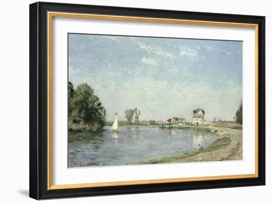 At the River's Edge, 1871-Camille Pissarro-Framed Giclee Print