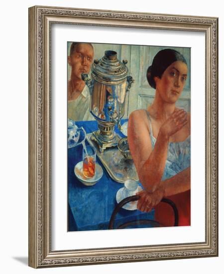 At the Samovar, 1926-Kosjma Ssergej Petroff-Wodkin-Framed Giclee Print