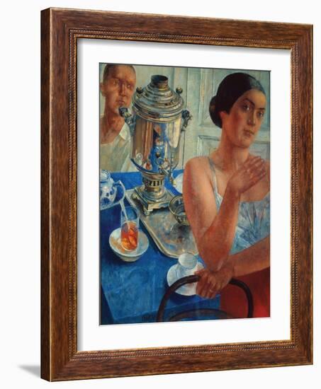 At the Samovar, 1926-Kosjma Ssergej Petroff-Wodkin-Framed Giclee Print