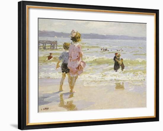 At the Seashore-Potthast-Framed Giclee Print