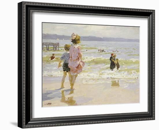 At the Seashore-Potthast-Framed Giclee Print