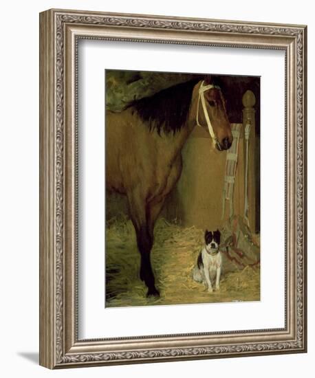 At the Stable, Horse and Dog, C.1862-Edgar Degas-Framed Giclee Print