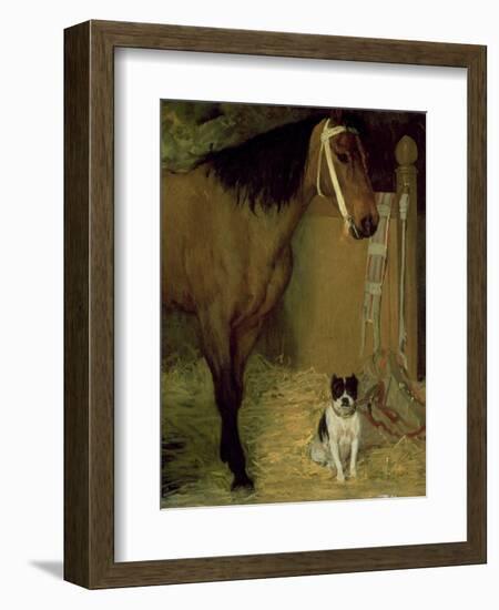 At the Stable, Horse and Dog, C.1862-Edgar Degas-Framed Giclee Print