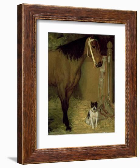 At the Stable, Horse and Dog, C.1862-Edgar Degas-Framed Giclee Print