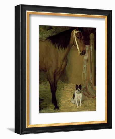 At the Stable, Horse and Dog, C.1862-Edgar Degas-Framed Giclee Print