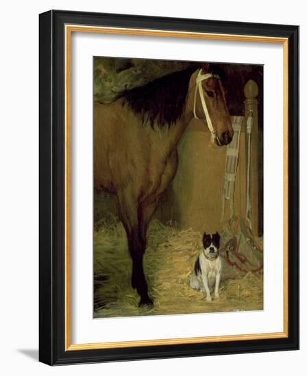 At the Stable, Horse and Dog, C.1862-Edgar Degas-Framed Giclee Print