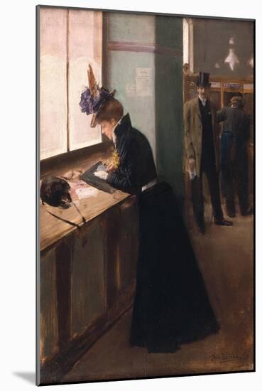 At the Telegraph-Jean Béraud-Mounted Giclee Print