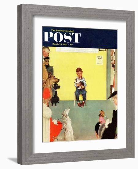 "At the Vets" Saturday Evening Post Cover, March 29,1952-Norman Rockwell-Framed Giclee Print