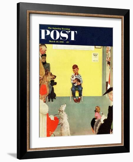 "At the Vets" Saturday Evening Post Cover, March 29,1952-Norman Rockwell-Framed Giclee Print