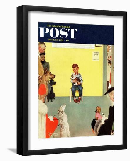 "At the Vets" Saturday Evening Post Cover, March 29,1952-Norman Rockwell-Framed Giclee Print