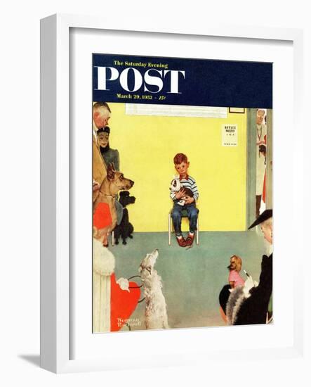 "At the Vets" Saturday Evening Post Cover, March 29,1952-Norman Rockwell-Framed Giclee Print