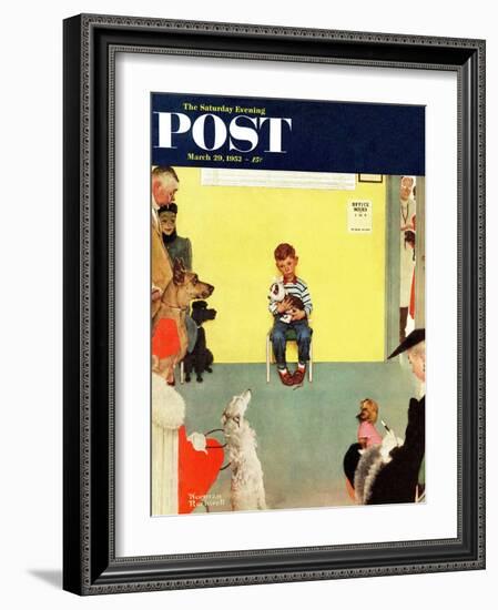 "At the Vets" Saturday Evening Post Cover, March 29,1952-Norman Rockwell-Framed Giclee Print