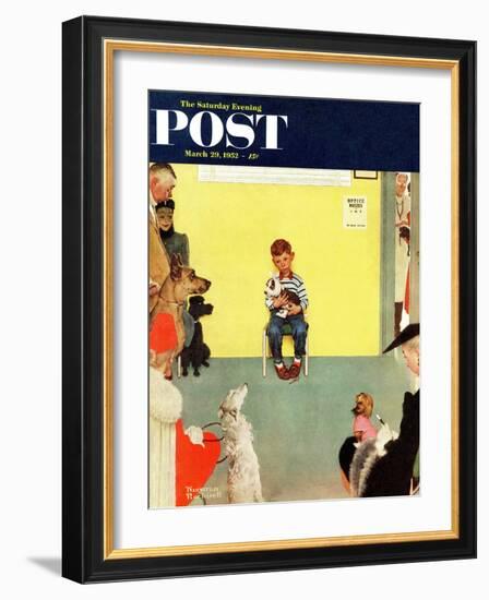 "At the Vets" Saturday Evening Post Cover, March 29,1952-Norman Rockwell-Framed Giclee Print