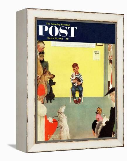 "At the Vets" Saturday Evening Post Cover, March 29,1952-Norman Rockwell-Framed Premier Image Canvas