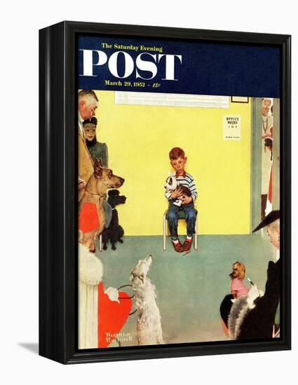 "At the Vets" Saturday Evening Post Cover, March 29,1952-Norman Rockwell-Framed Premier Image Canvas