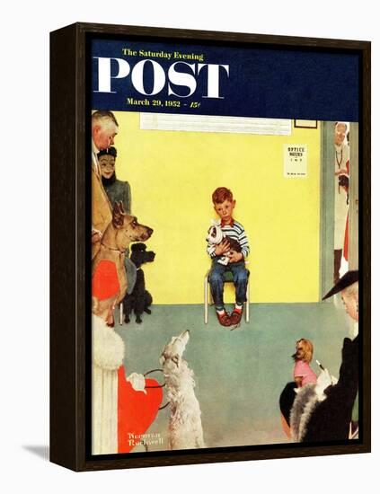 "At the Vets" Saturday Evening Post Cover, March 29,1952-Norman Rockwell-Framed Premier Image Canvas