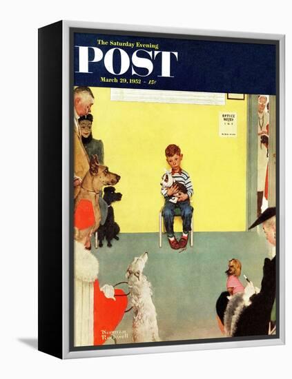 "At the Vets" Saturday Evening Post Cover, March 29,1952-Norman Rockwell-Framed Premier Image Canvas