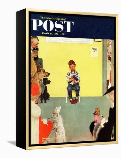 "At the Vets" Saturday Evening Post Cover, March 29,1952-Norman Rockwell-Framed Premier Image Canvas