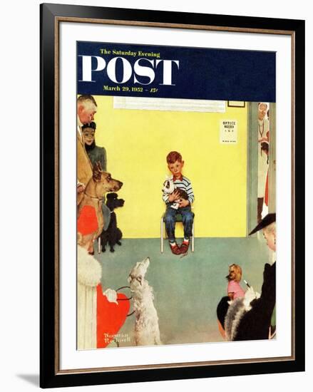 "At the Vets" Saturday Evening Post Cover, March 29,1952-Norman Rockwell-Framed Premium Giclee Print