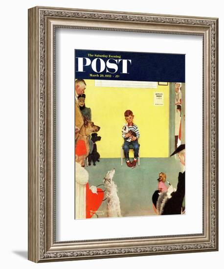 "At the Vets" Saturday Evening Post Cover, March 29,1952-Norman Rockwell-Framed Giclee Print