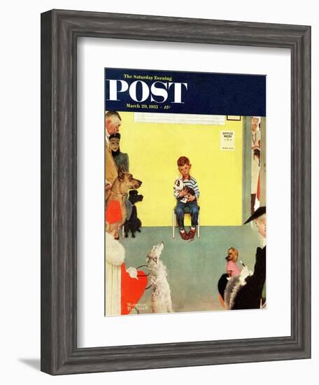 "At the Vets" Saturday Evening Post Cover, March 29,1952-Norman Rockwell-Framed Giclee Print