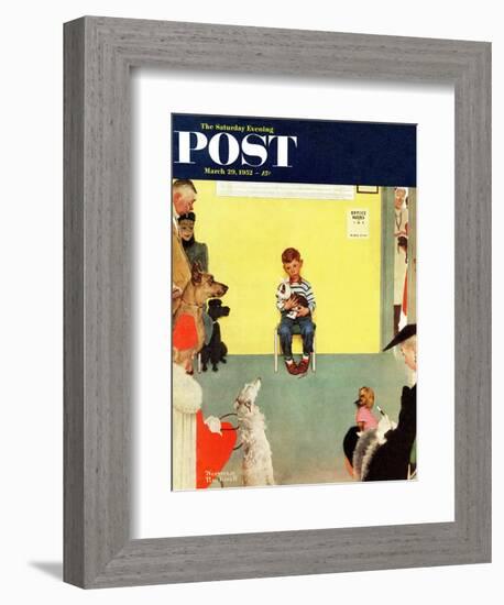 "At the Vets" Saturday Evening Post Cover, March 29,1952-Norman Rockwell-Framed Giclee Print