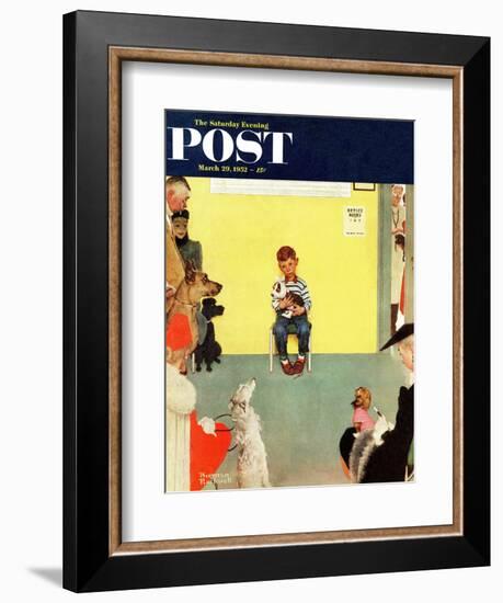 "At the Vets" Saturday Evening Post Cover, March 29,1952-Norman Rockwell-Framed Giclee Print