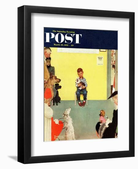 "At the Vets" Saturday Evening Post Cover, March 29,1952-Norman Rockwell-Framed Giclee Print