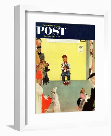 "At the Vets" Saturday Evening Post Cover, March 29,1952-Norman Rockwell-Framed Giclee Print