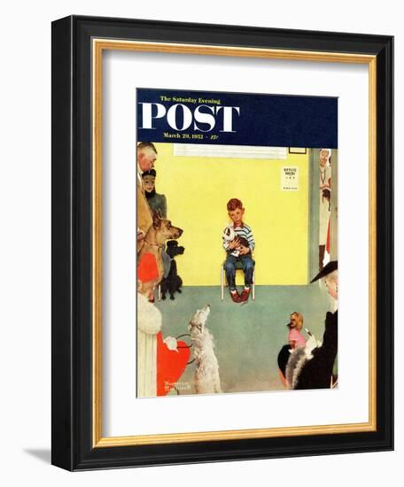 "At the Vets" Saturday Evening Post Cover, March 29,1952-Norman Rockwell-Framed Giclee Print