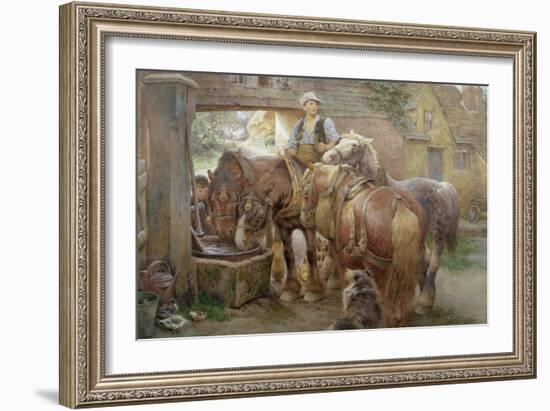 At the Village Pump-Charles James Adams-Framed Giclee Print