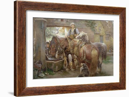 At the Village Pump-Charles James Adams-Framed Giclee Print