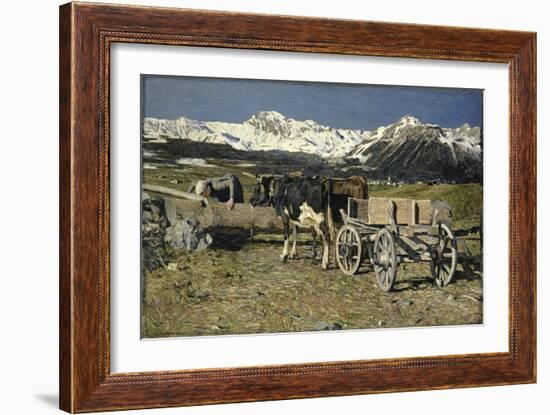 At the Watering Place (Cows in the Yoke), 1888-Giovanni Segantini-Framed Giclee Print