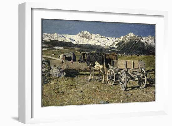 At the Watering Place (Cows in the Yoke), 1888-Giovanni Segantini-Framed Giclee Print