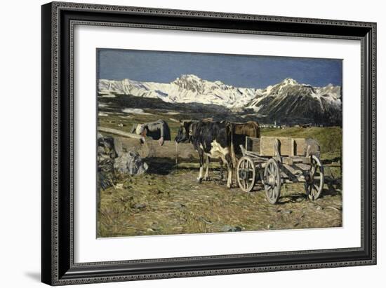 At the Watering Place (Cows in the Yoke), 1888-Giovanni Segantini-Framed Giclee Print
