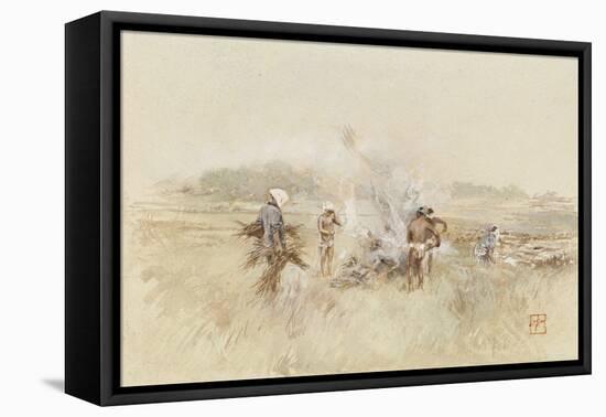 At Work Heaping Brush on Smouldering Fires, 1867-1903 (W/C & Gouache on Paper)-Robert Frederick Blum-Framed Premier Image Canvas