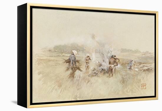 At Work Heaping Brush on Smouldering Fires, 1867-1903 (W/C & Gouache on Paper)-Robert Frederick Blum-Framed Premier Image Canvas