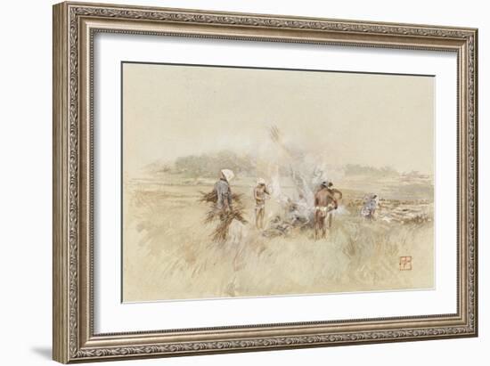 At Work Heaping Brush on Smouldering Fires, 1867-1903 (W/C & Gouache on Paper)-Robert Frederick Blum-Framed Giclee Print