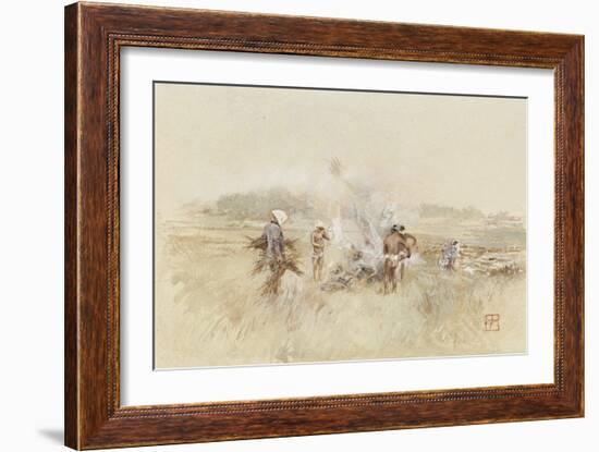 At Work Heaping Brush on Smouldering Fires, 1867-1903 (W/C & Gouache on Paper)-Robert Frederick Blum-Framed Giclee Print