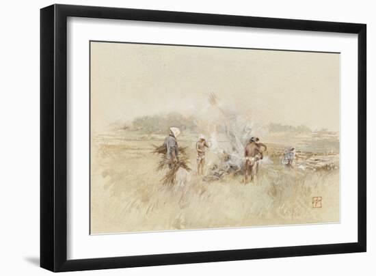 At Work Heaping Brush on Smouldering Fires, 1867-1903 (W/C & Gouache on Paper)-Robert Frederick Blum-Framed Giclee Print