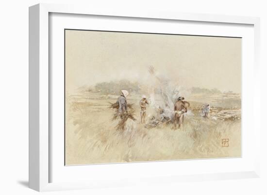 At Work Heaping Brush on Smouldering Fires, 1867-1903 (W/C & Gouache on Paper)-Robert Frederick Blum-Framed Giclee Print