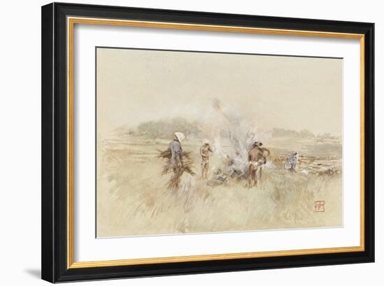 At Work Heaping Brush on Smouldering Fires, 1867-1903 (W/C & Gouache on Paper)-Robert Frederick Blum-Framed Giclee Print