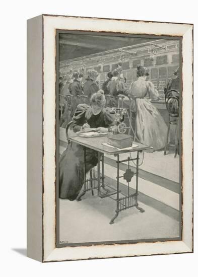 At Work in a Telephone Room-William Henry Margetson-Framed Premier Image Canvas